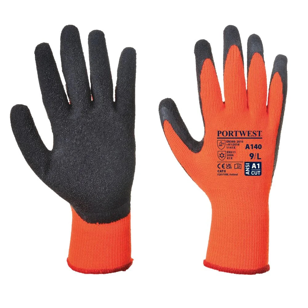 A140 Thermal Grip Work Gloves Palm Dipped Black, Xx-Large-KarWorkwear
