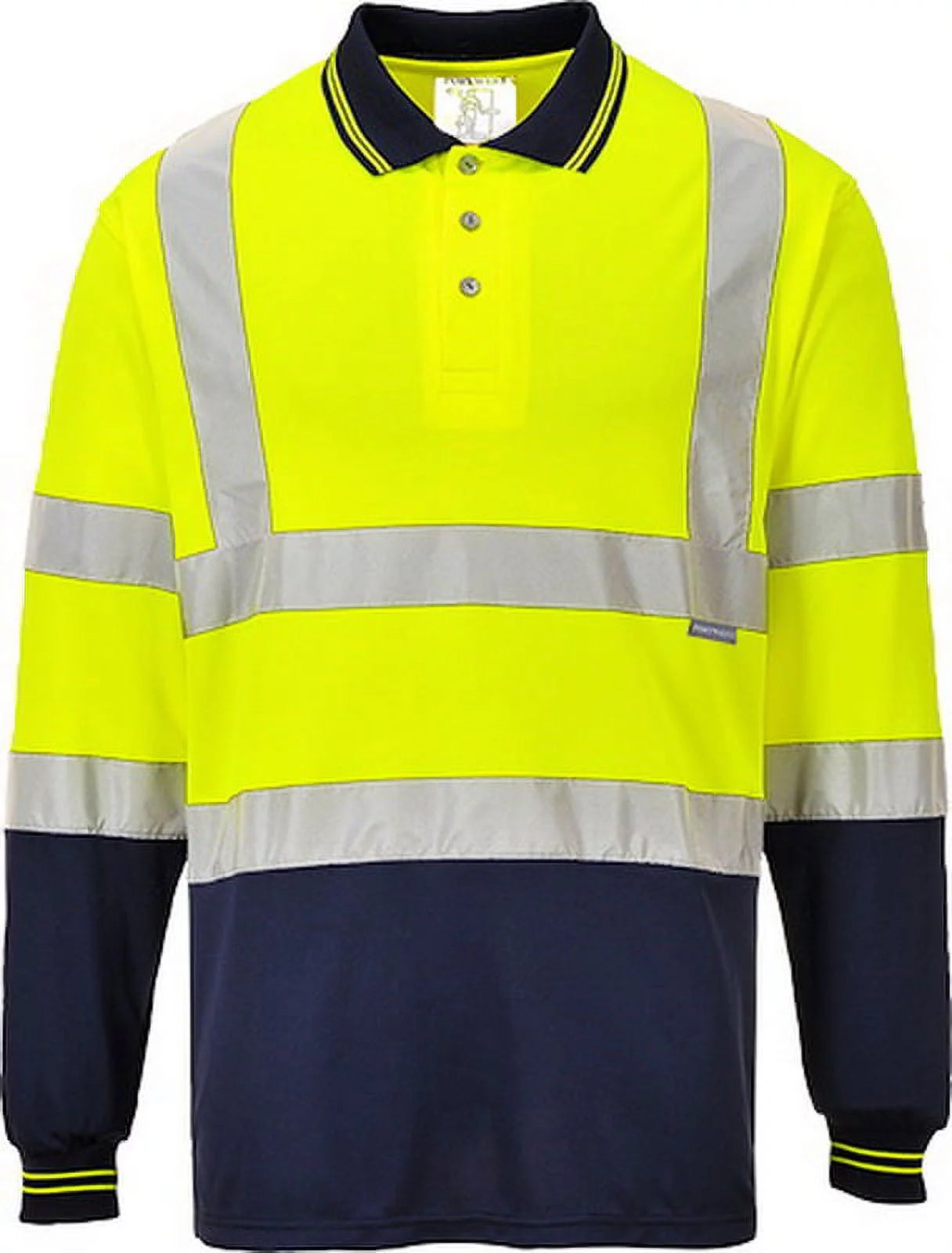 S279 Two-Tone Long Sleeve Polo Shirt Yellow/Navy, Medium-KarWorkwear