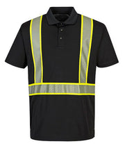 F140 Mens Reflective Iona Workwear plus Work Polo Shirt Black, 4X- Large-KarWorkwear