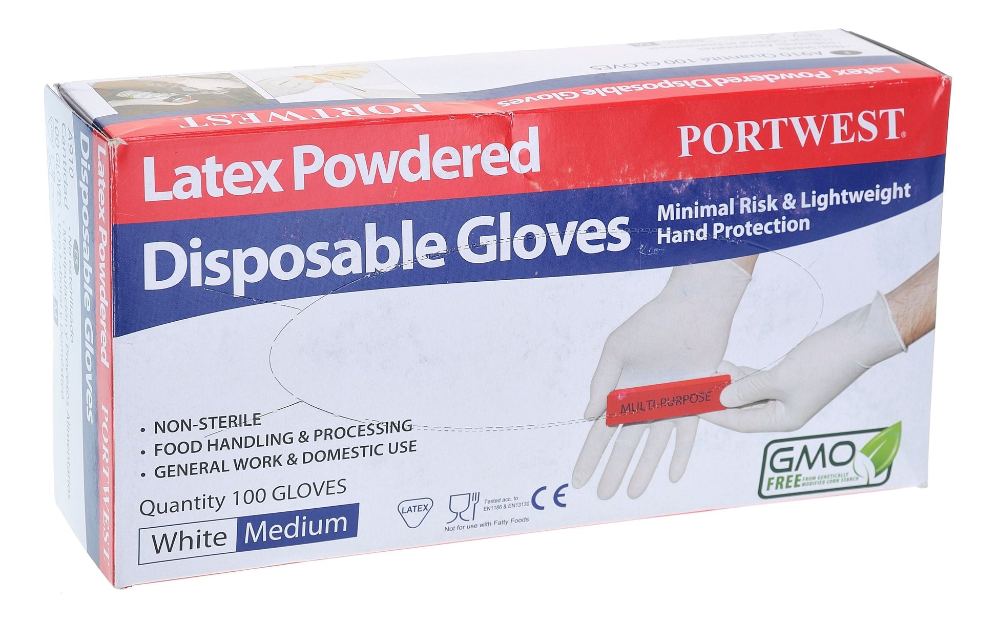 A910 Powdered Latex Disposable Glove White, Large-KarWorkwear