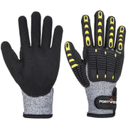 A722 anti Impact Cut Resistant Safety Work Gloves Grey/Black, Small-KarWorkwear