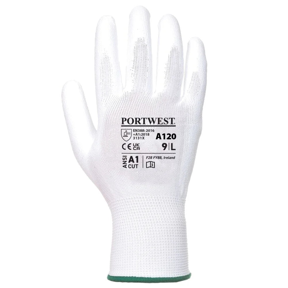 A120 Work Gloves PU Palm Dipped Abrasion and Tear Resistant White, Xx-Small-KarWorkwear