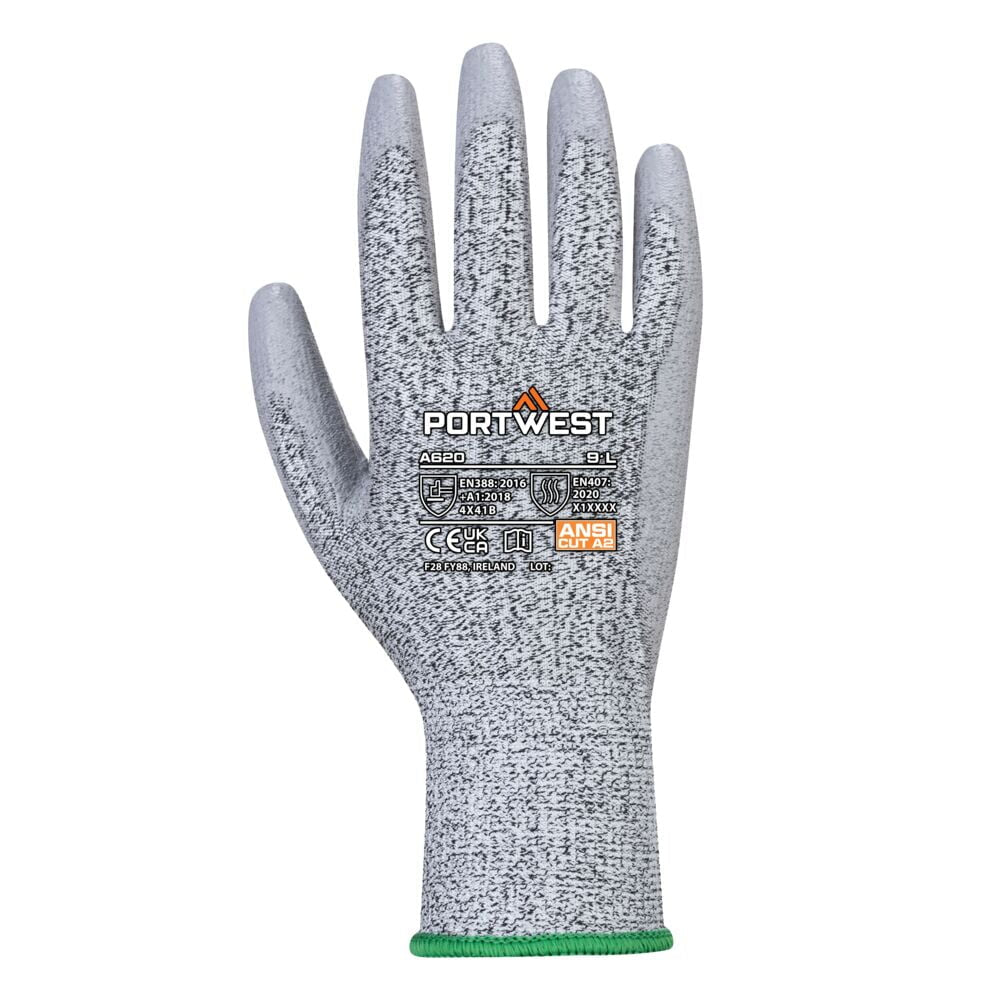 A620 Cut Resistant Work Gloves PU Palm Dipped Gloves Gray, Large-KarWorkwear