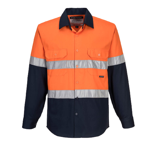 Portwest Hi-Vis Two Tone Regular Weight Long Sleeve Shirt Tape Safety MA101-KarWorkwear