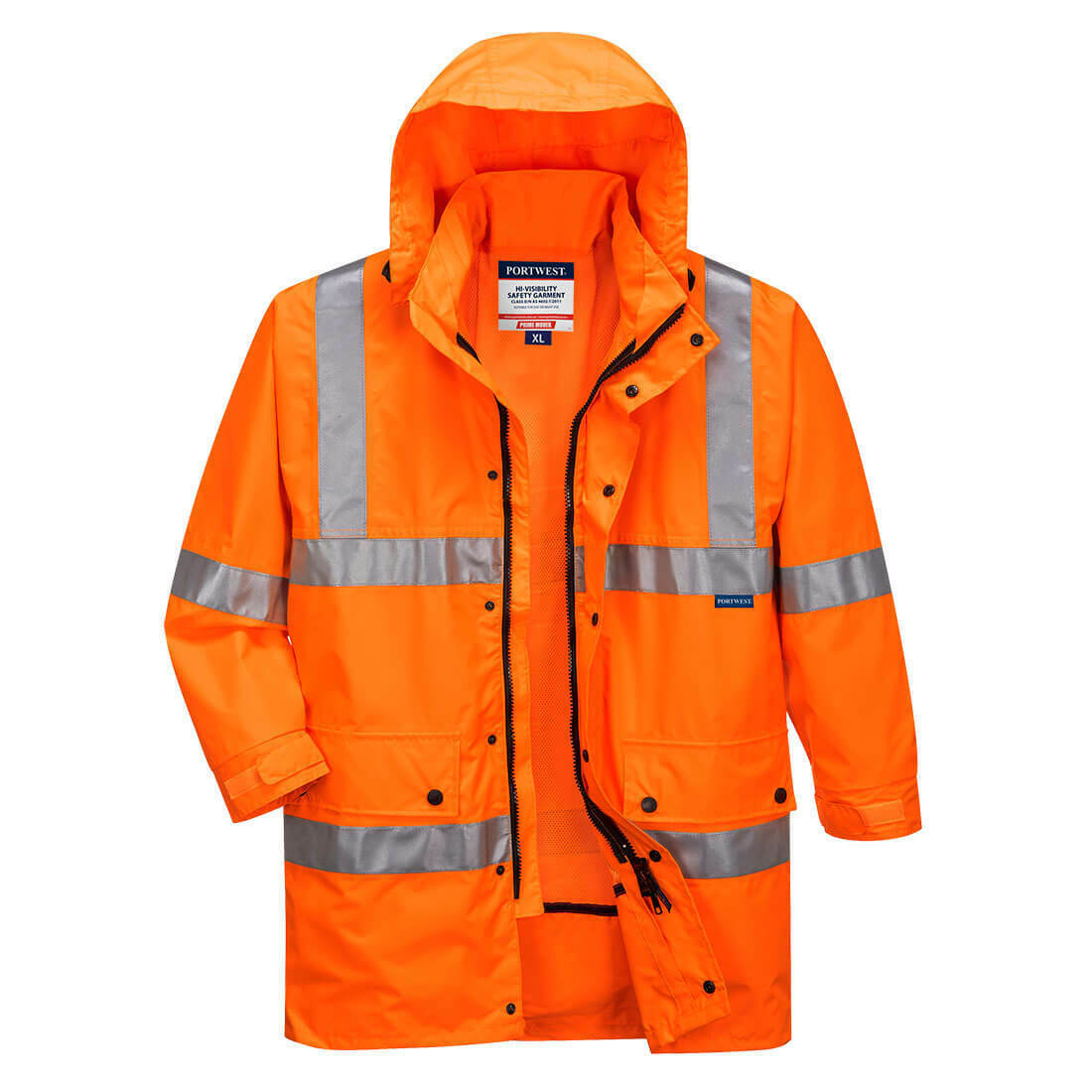 Portwest Argyle Full Hi-Vis Rain Jacket with Tape 2 Tone Work Safety MF306-KarWorkwear