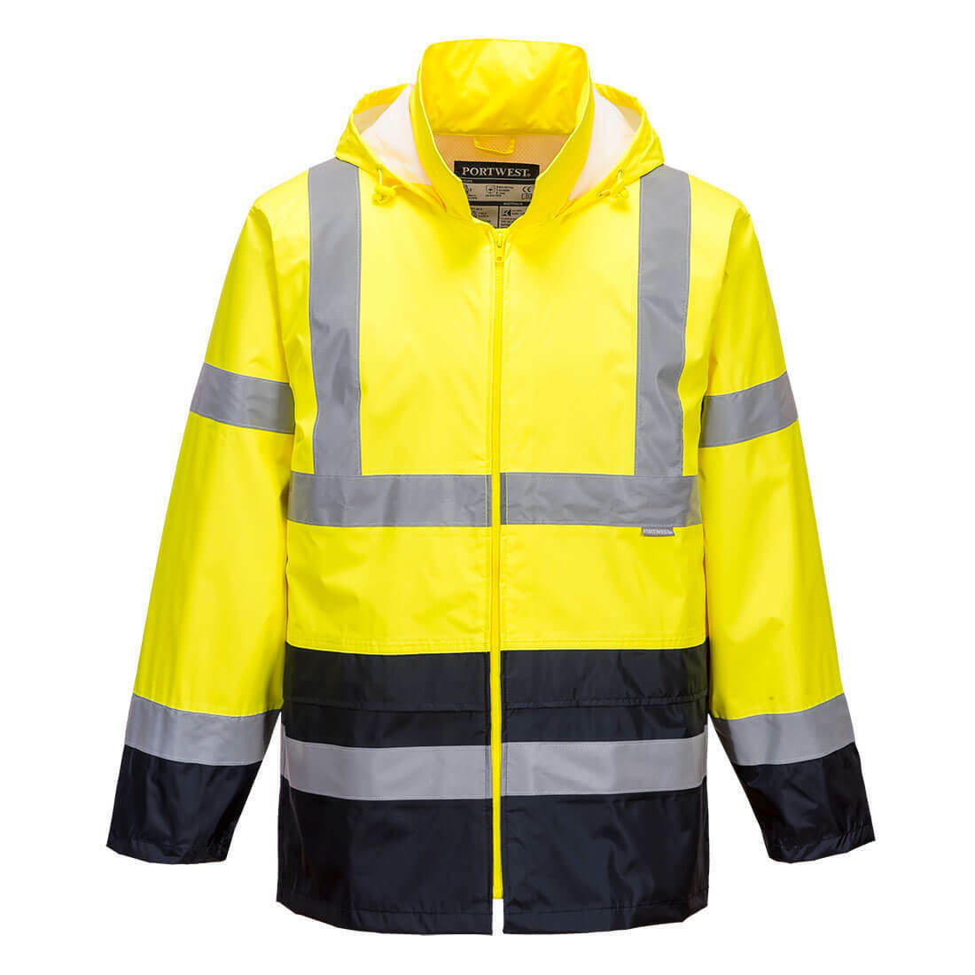 Portwest Mens Hi-Vis Classic Contrast Rain Jacket Reflective Work Safety H443-KarWorkwear