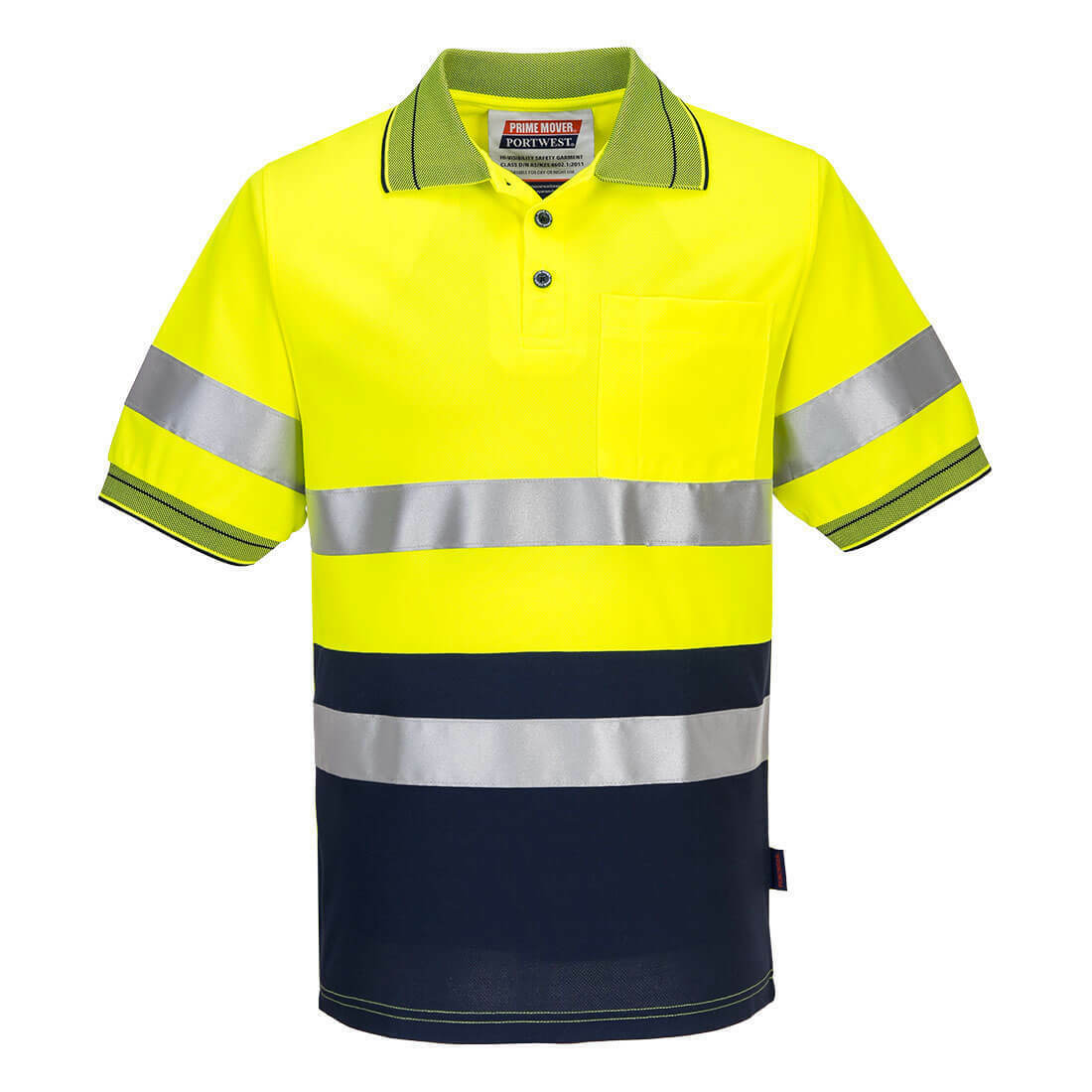 Portwest Mens Prime Mover Short Sleeve Micro Mesh Polo Taped Hi-Vis Work MP510-KarWorkwear