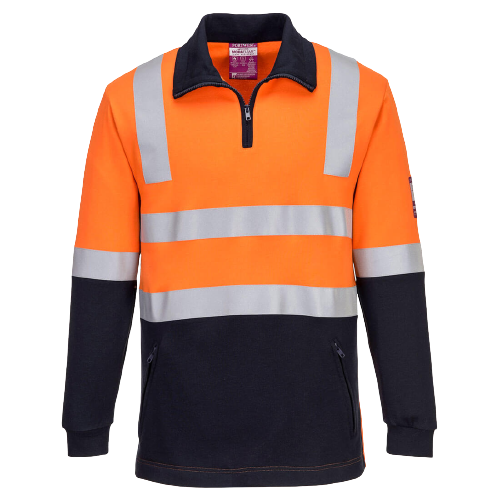 Portwest Flame Resistant Hi-Vis Brushed Fleece 1/2 Zip Jumper Comfortable MF202-KarWorkwear