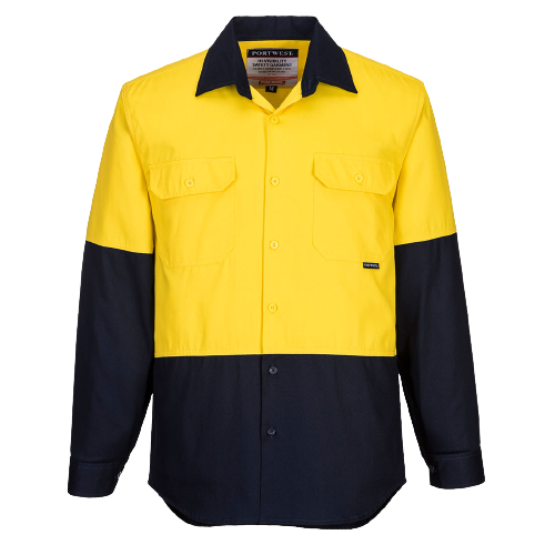 Portwest Hi-Vis Two Tone Regular Weight Long Sleeve Shirt Work Safety MS901-KarWorkwear