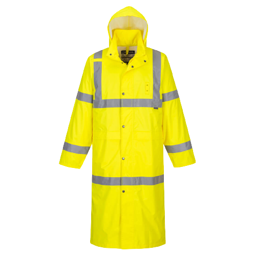 Portwest Hi-Vis Coat 122cm Waterproof Reflective Taped Work Safety H445-KarWorkwear