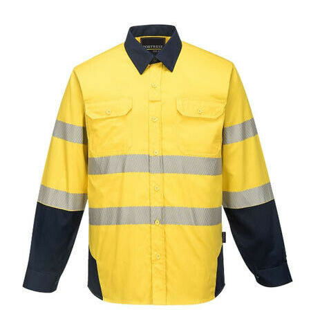 Portwest Mens PW3 Shirt Hi-Vis Tex Pro Reflective Lightweight Work Cotton PW372-KarWorkwear