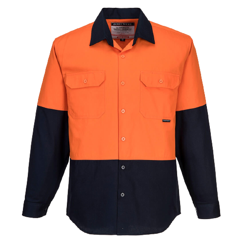 Portwest Hi-Vis Two Tone Regular Weight Long Sleeve Shirt Work Safety MS901-KarWorkwear