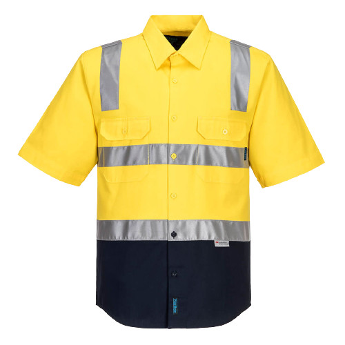 Portwest Hi-Vis Two Tone Regular Weight Shirt Tape Over Shoulder Safety MS102-KarWorkwear