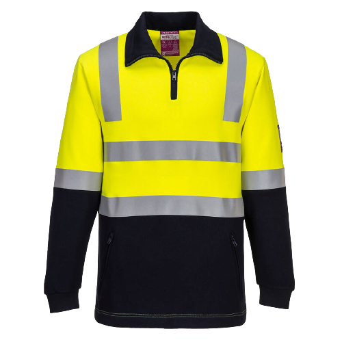 Portwest Flame Resistant Hi-Vis Brushed Fleece 1/2 Zip Jumper Comfortable MF202-KarWorkwear