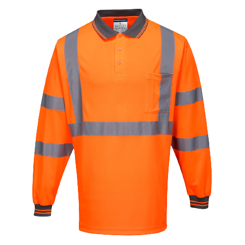 Portwest X Back L/S Polo Breathable Orange Reflective Tape Safety Work MP713-KarWorkwear