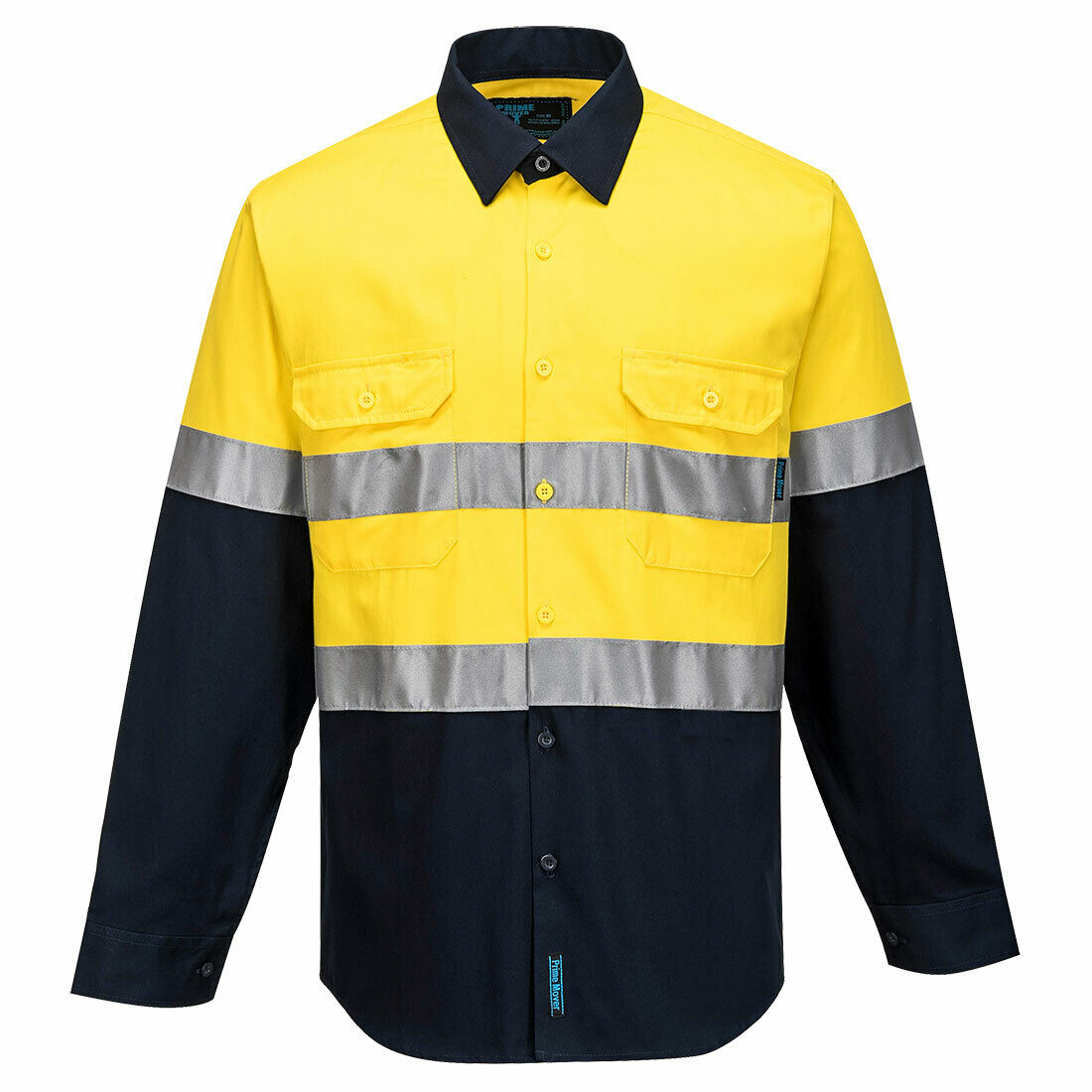 Portwest Mens Prime Mover Work Hi-Vis Two Tone Long Sleeve Shirt Taped MA101-KarWorkwear
