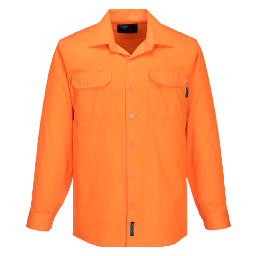Portwest Hi-Vis Lightweight Long Sleeve Shirt Collared Button Comfy Shirt MS301-KarWorkwear