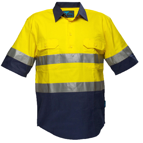 Portwest Hi-Vis Two Tone Regular Weight Short Sleeve Close Shirt Tape MC102-KarWorkwear