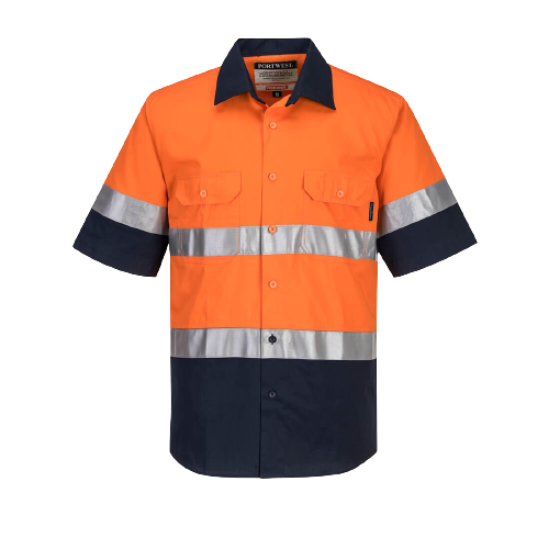 Portwest Hi-Vis Two Tone Lightweight Short Sleeve Shirt with Tape Safety MA802-KarWorkwear