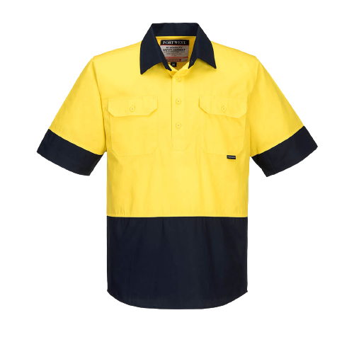 Portwest Hi-Vis Two Tone Lightweight Short Sleeve Closed Front Shirt Wear MC802-KarWorkwear