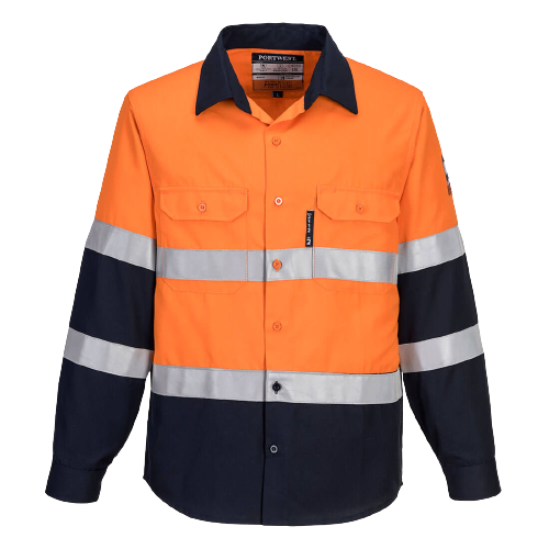 Portwest Mens Prime Mover Hi-Vis Work Shirt Long Sleeve Closed Front Taped FR04-KarWorkwear