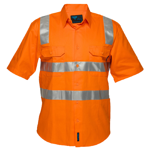 Portwest Hi-Vis Regular Weight Short Sleeve Shirt with Tape over Shoulder MS192-KarWorkwear