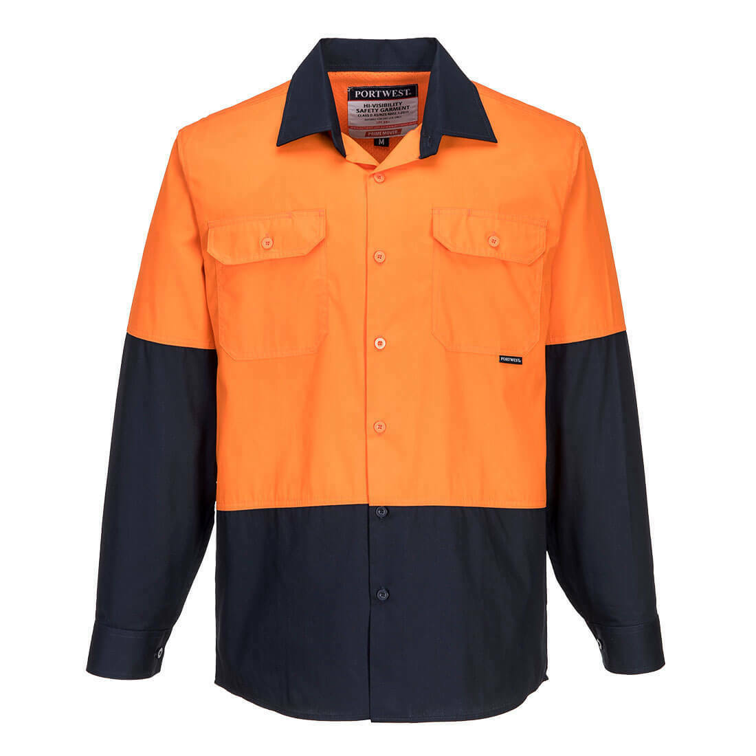 Portwest Mens Prime Mover Hi-Vis Lightweight Long Sleeve Shirt Cotton Work MS801-KarWorkwear