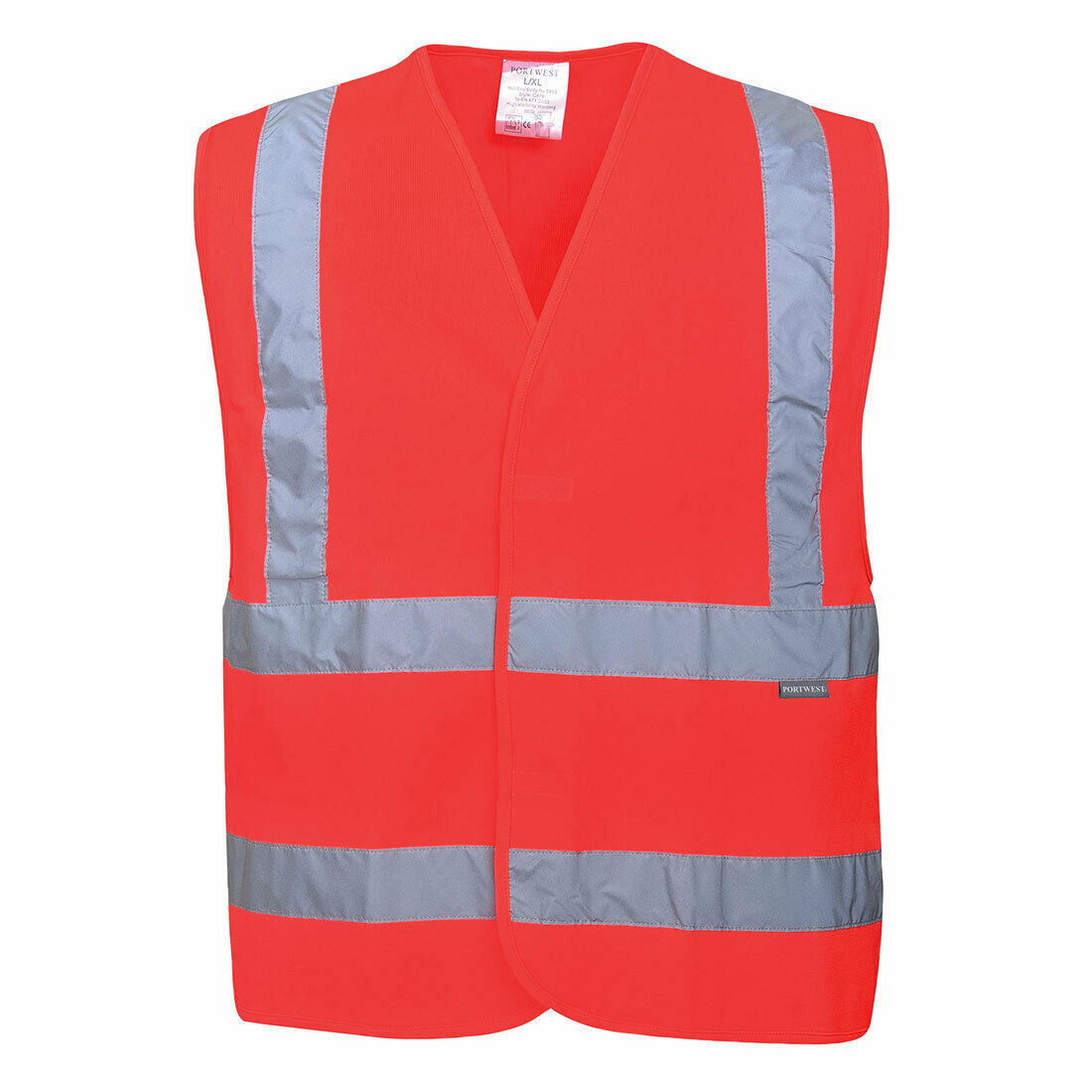 Portwest Mens Hi-Vis Two Band & Brace Vest Reflective Lightweight Work C470-KarWorkwear