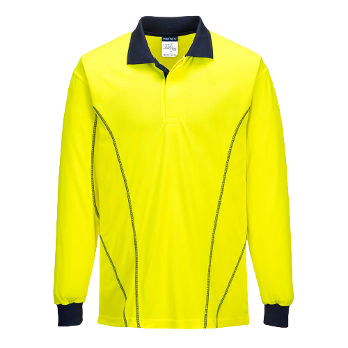 Portwest AirMesh Long Sleeve Polo Shirt Yellow Comfortable Taped Hi Vis MP512-KarWorkwear