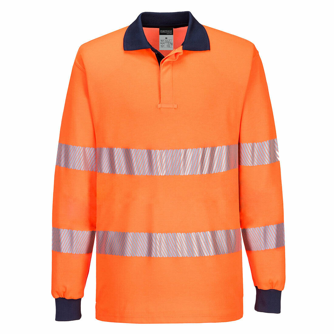 Portwest Mens Long Sleeve PW3 Hi-Vis Polo Shirt  Reflective Safety Workwear T186-KarWorkwear