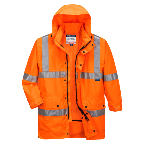 Portwest Argyle Full Hi-Vis Rain Jacket with Tape 2 Tone Work Safety MF306-KarWorkwear