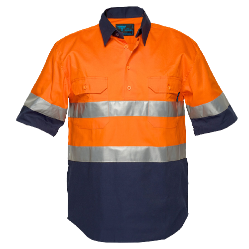 Portwest Hi-Vis Two Tone Regular Weight Short Sleeve Close Shirt Tape MC102-KarWorkwear