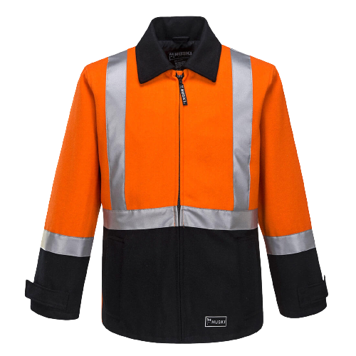 Portwest Mens Huski Bluey Jacket Hi Vis Full Zip Flame Resistant Lining K8018-KarWorkwear