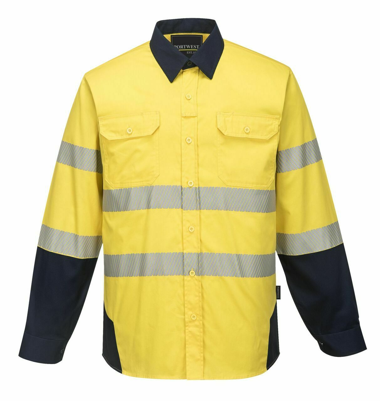 Portwest Mens PW3 Shirt Hi-Vis Tex Pro Reflective Lightweight Work Cotton PW372-KarWorkwear