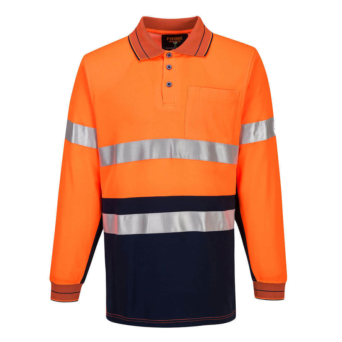 Portwest Mens Prime Mover Long Sleeve Cotton Work Shirt Polo Hi-Vis Taped MP313-KarWorkwear