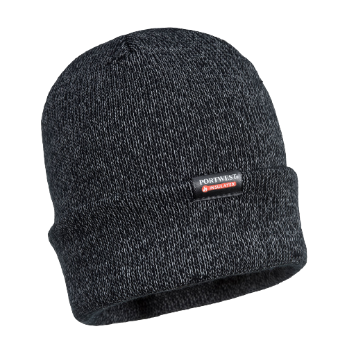 Portwest Reflective Knit Cap Insulatex Lined Black Acrylic Warmth Beanie B026-KarWorkwear