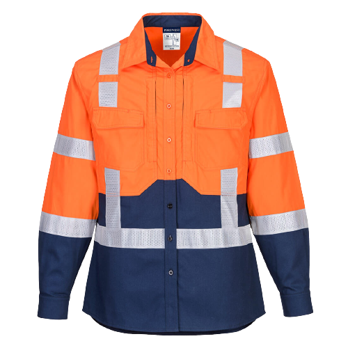 Portwest Ladies Hi-Vis Stretch Long Sleeve Shirt 2 Tone Reflective Safety LS502-KarWorkwear