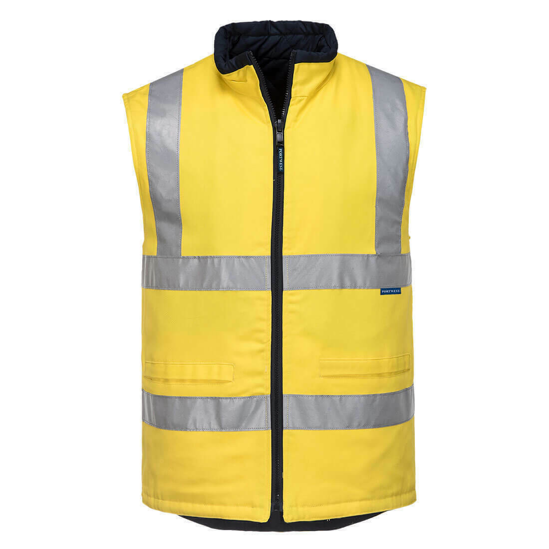 Portwest Men Hi-VisTex 100% Cotton Reversible Vest Reflective Safety Work MV278-KarWorkwear