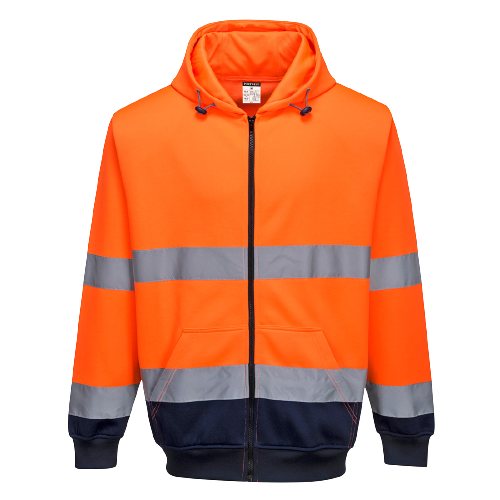 Portwest Two-Tone Zip Front Hoodie Warmth Reflective Tape Work Safety B317-KarWorkwear