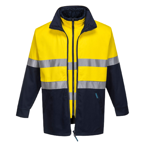 Portwest Hume 100% Cotton 4-in-1 Jacket 2 Tone Reflective Work Safety MJ777-KarWorkwear