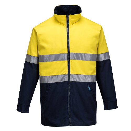 Portwest Hume 100% Cotton Drill Jacket 2 Tone Reflective Work Safety MJ998-KarWorkwear