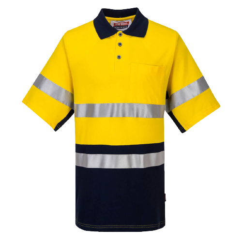 Portwest Short Sleeve Cotton Pique Polo with Tape HiVisTex Reflective Work MP618-KarWorkwear