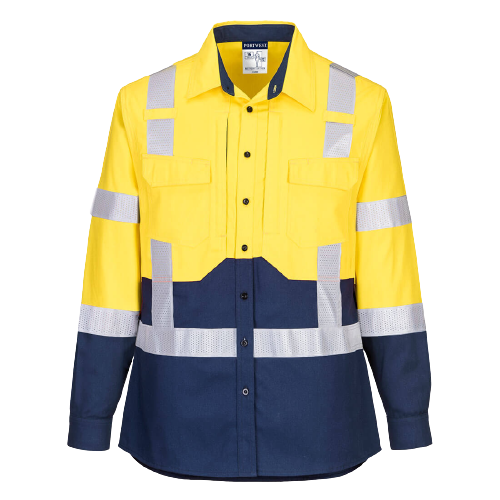 Portwest Ladies Hi-Vis Stretch Long Sleeve Shirt 2 Tone Reflective Safety LS502-KarWorkwear