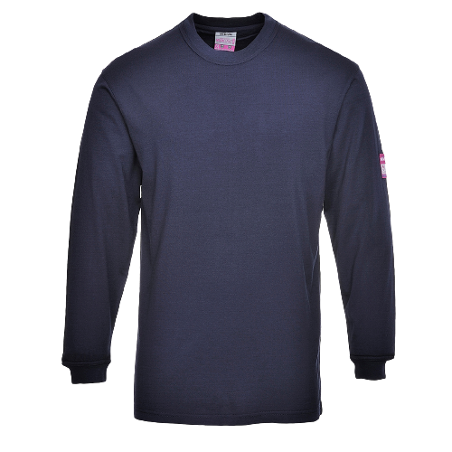 Portwest Flame Resistant Anti-Static Long Sleeve T-Shirt Navy Breathable FR11-KarWorkwear