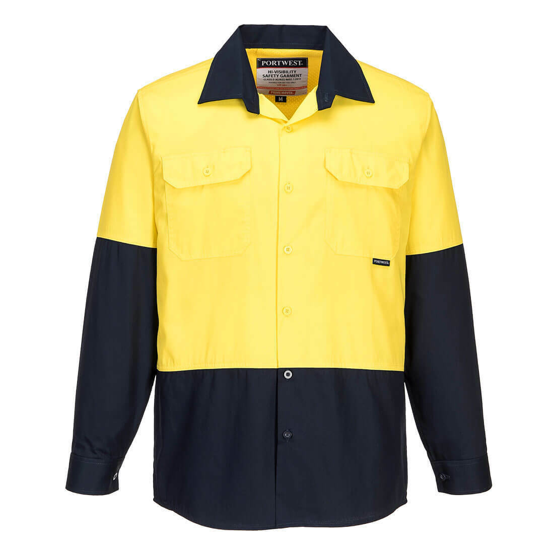 Portwest Mens Prime Mover Hi-Vis Lightweight Long Sleeve Cotton Drill MS801-KarWorkwear