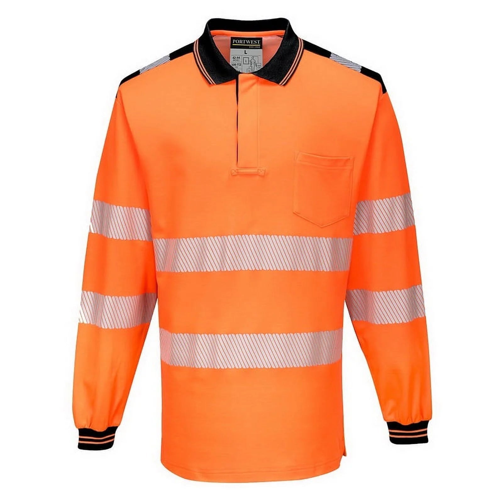 T184 PW3 Hi-Vis Long Sleeve Polo Safety Shirt Yellow/Black, Medium-KarWorkwear