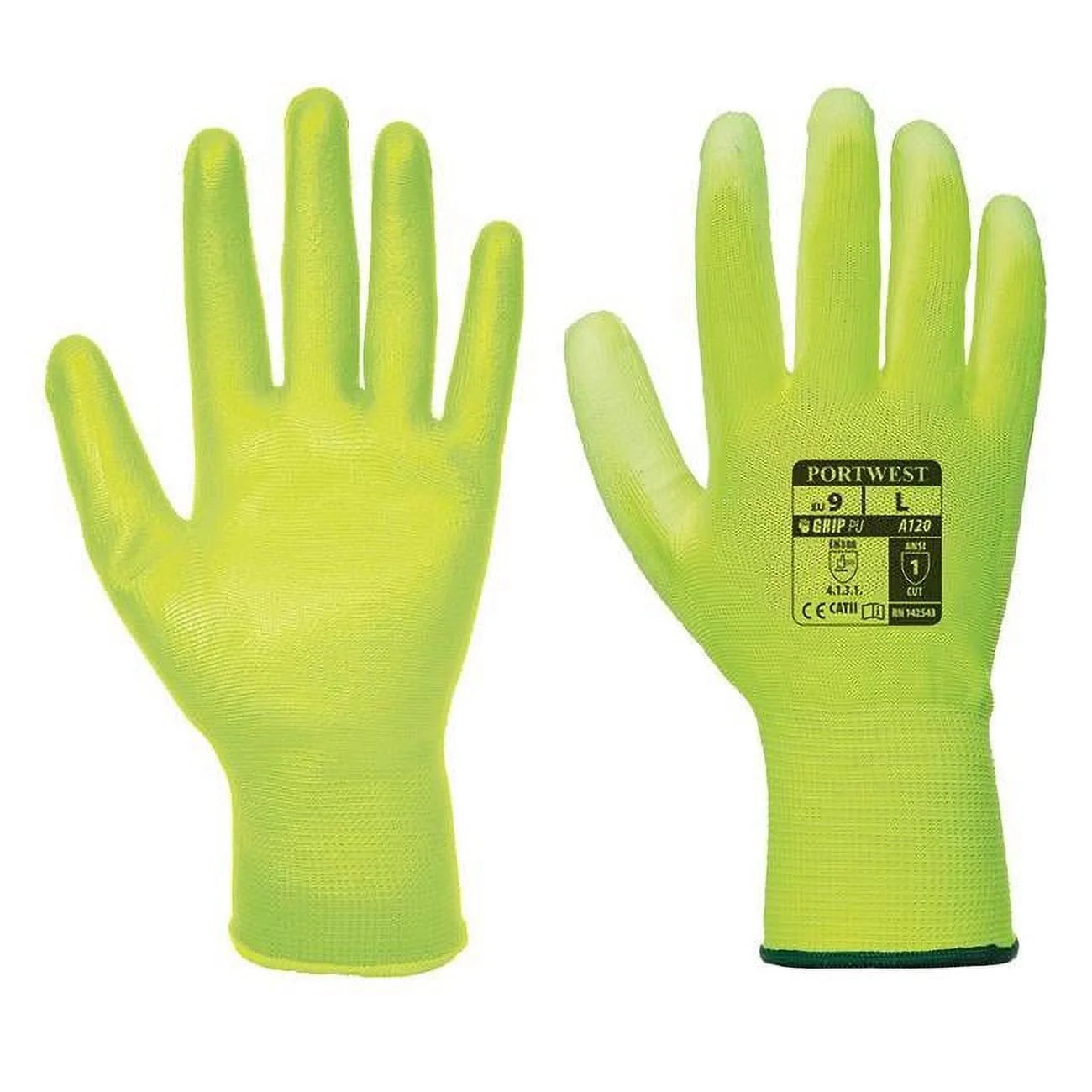 A120 Work Gloves PU Palm Dipped Abrasion and Tear Resistant Black, X-Small-KarWorkwear