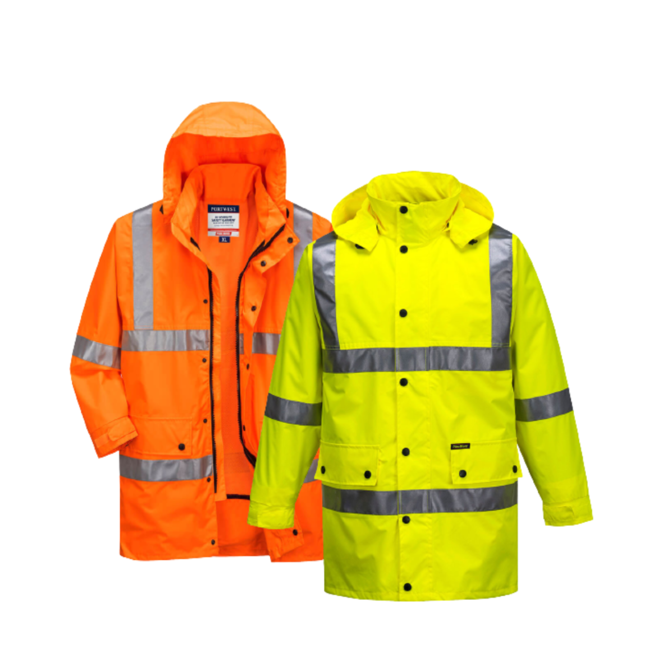 Portwest Argyle Full Hi-Vis Rain Jacket with Tape 2 Tone Work Safety MF306-KarWorkwear