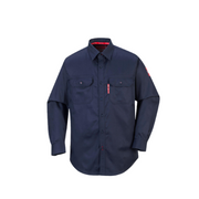 Portwest Bizflame 88/12 Shirt Navy Collared Button Flap Closure Long Sleeve FR89-KarWorkwear