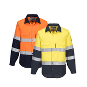 Portwest Mens Prime Mover Hi-Vis Work Shirt Long Sleeve Closed Front Taped FR04-KarWorkwear